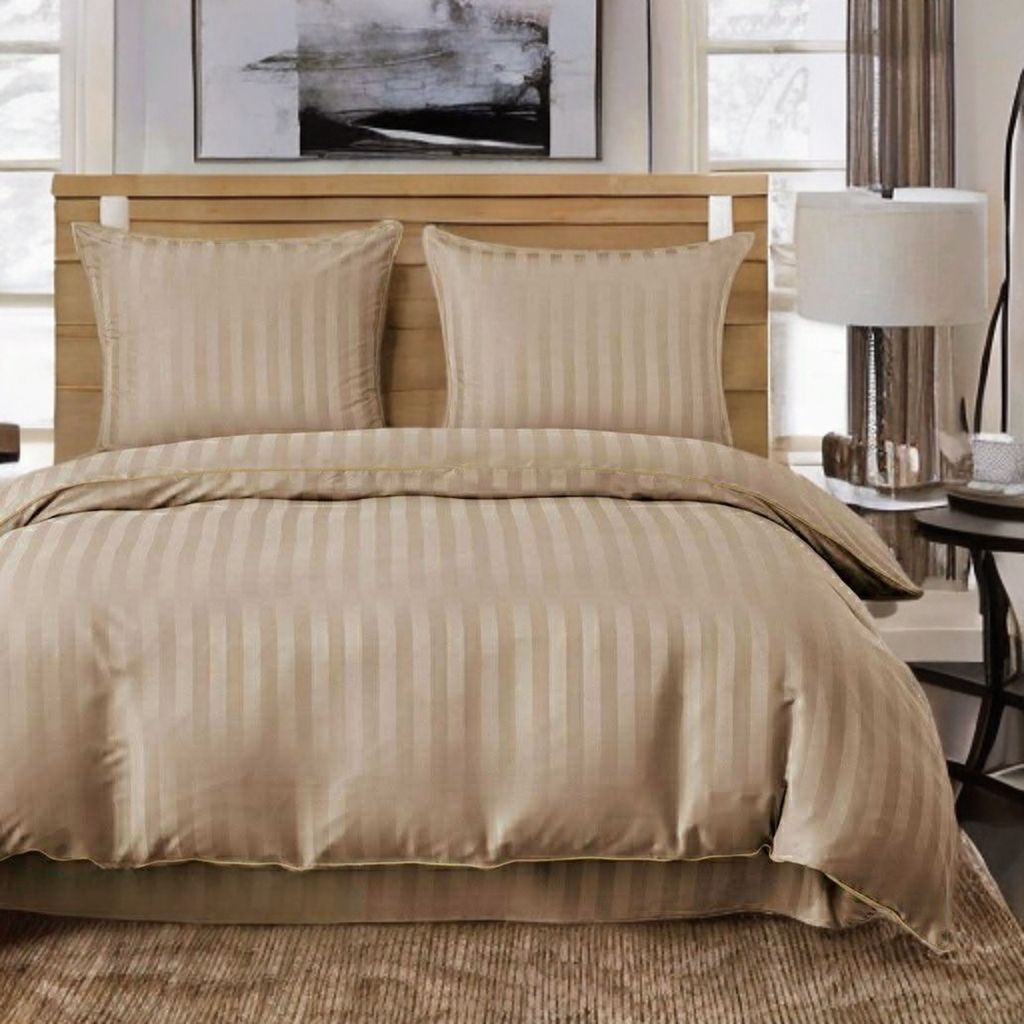 3-częściowy komplet pościeli adamaszkowej, kolor beżowy, 160x200 cm