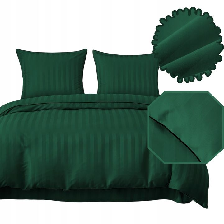 3-częściowy komplet pościeli adamaszkowej, kolor zielony, 160x200 cm