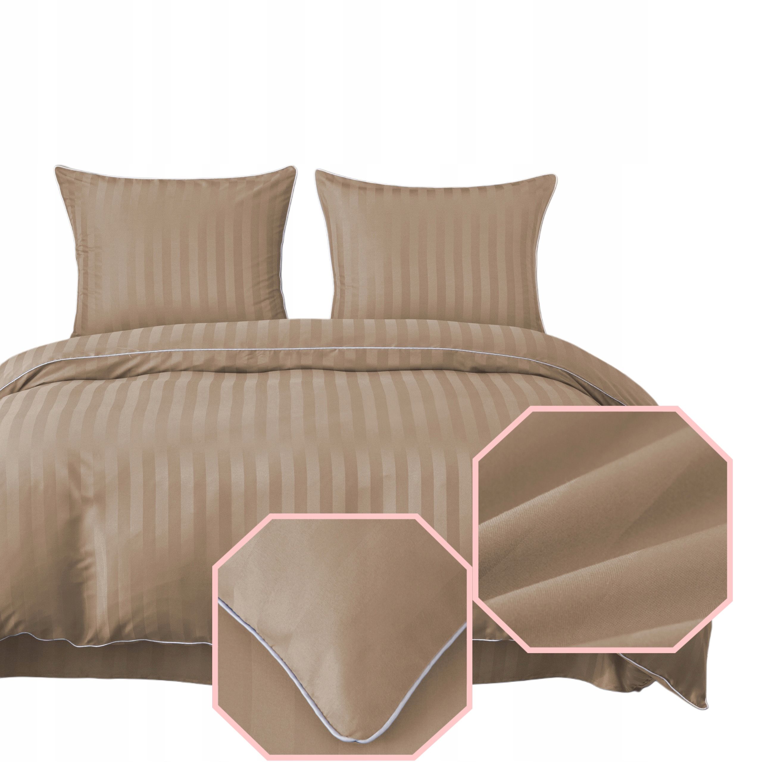 3-częściowy komplet pościeli adamaszkowej, kolor beżowy, 200x220 cm