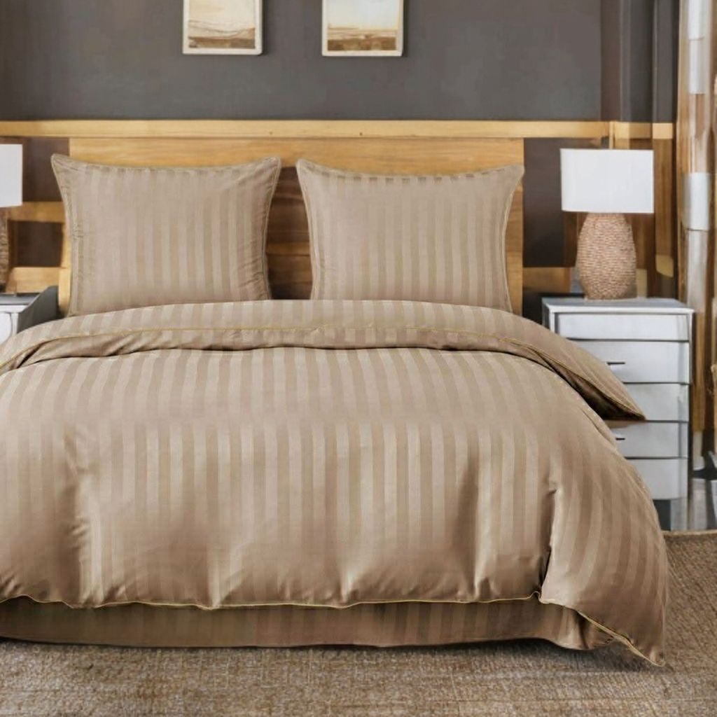 3-częściowy komplet pościeli adamaszkowej, kolor beżowy, 200x220 cm