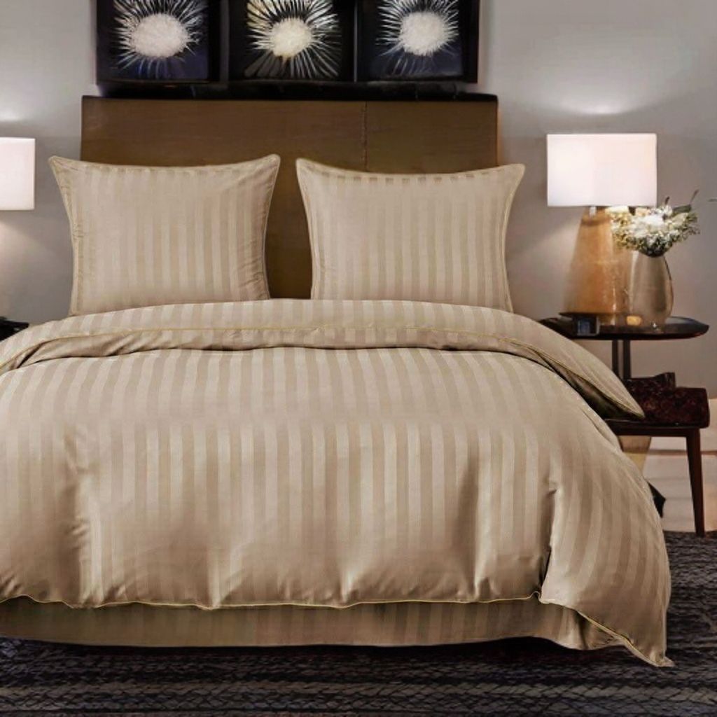 3-częściowy komplet pościeli adamaszkowej, kolor beżowy, 200x220 cm