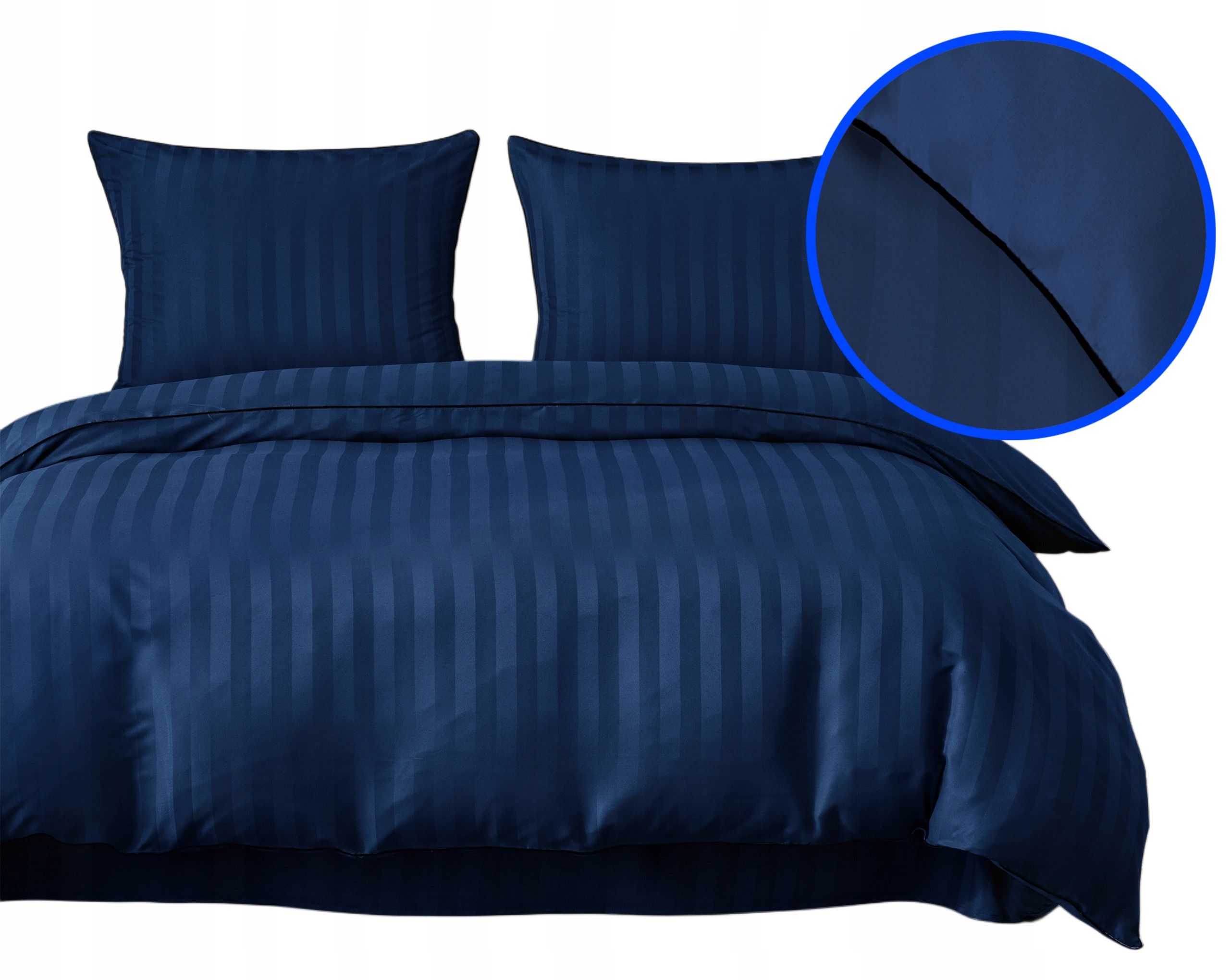 3-częściowy komplet pościeli adamaszkowej, kolor granatowy, 200x220 cm