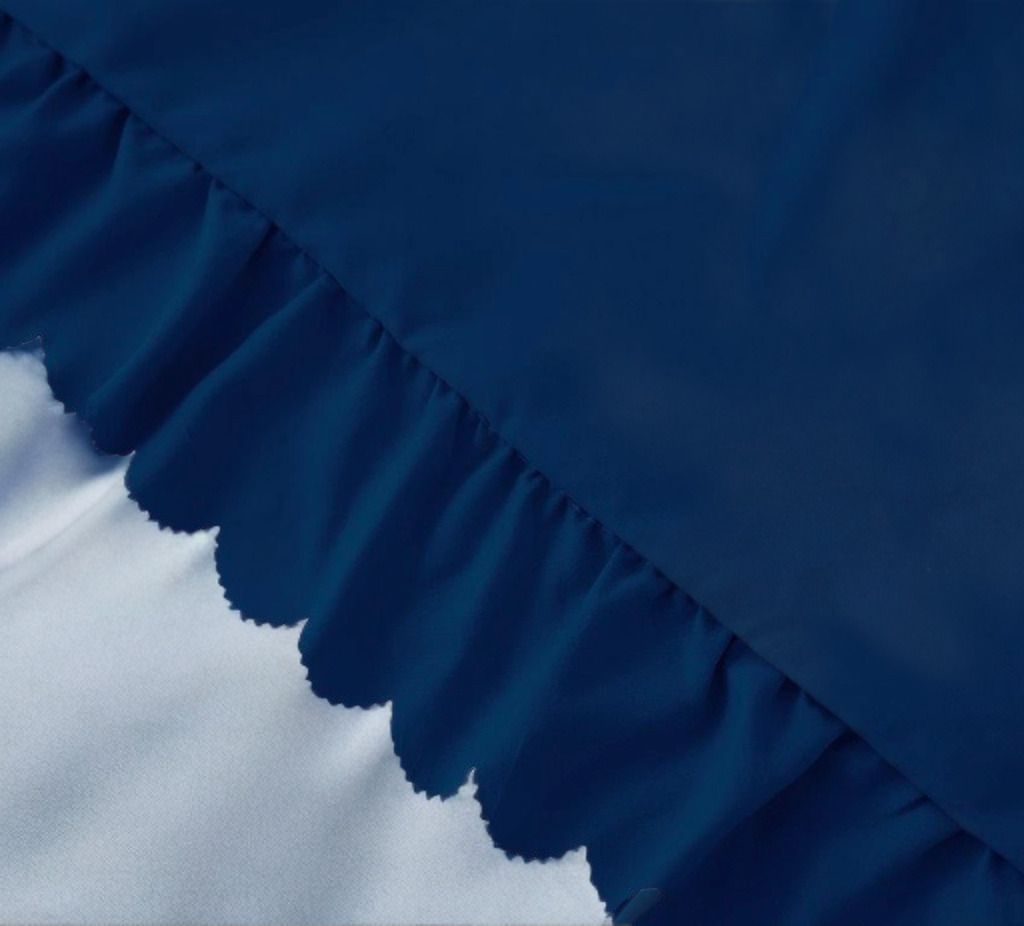 3-częściowy komplet pościeli z falbanami, kolor granatowy, 160x200 cm