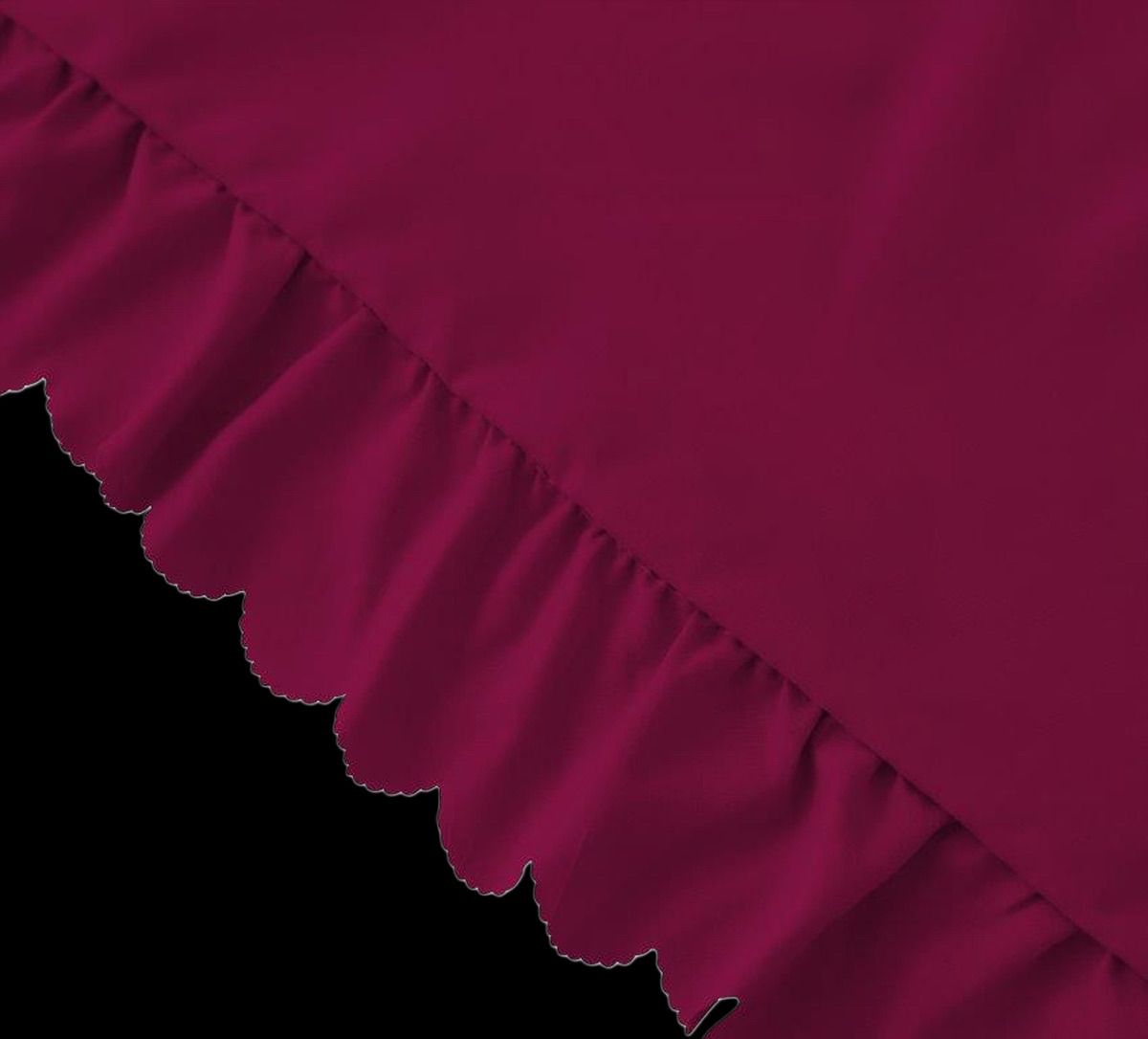 3-częściowy komplet pościeli z falbanami, kolor bordowy, 160x200 cm