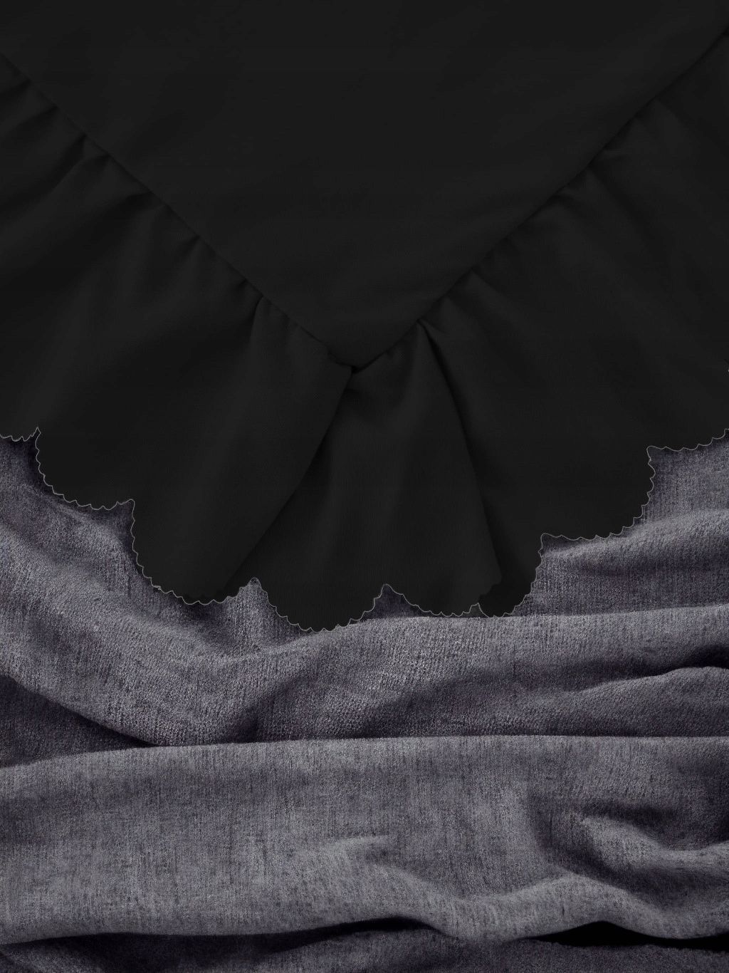 3-częściowy komplet pościeli z falbanami, kolor czarny, 160x200 cm