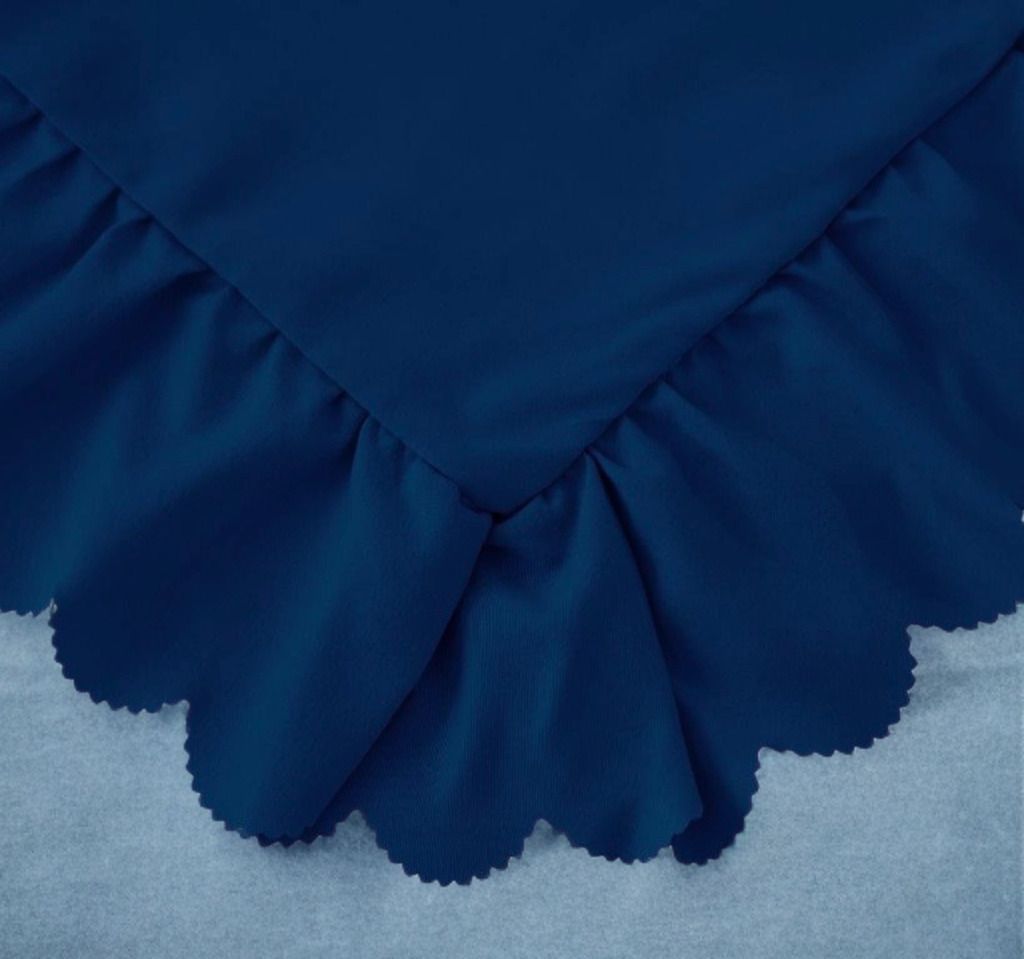 3-częściowy komplet pościeli z falbanami, kolor granatowy, 200x220 cm