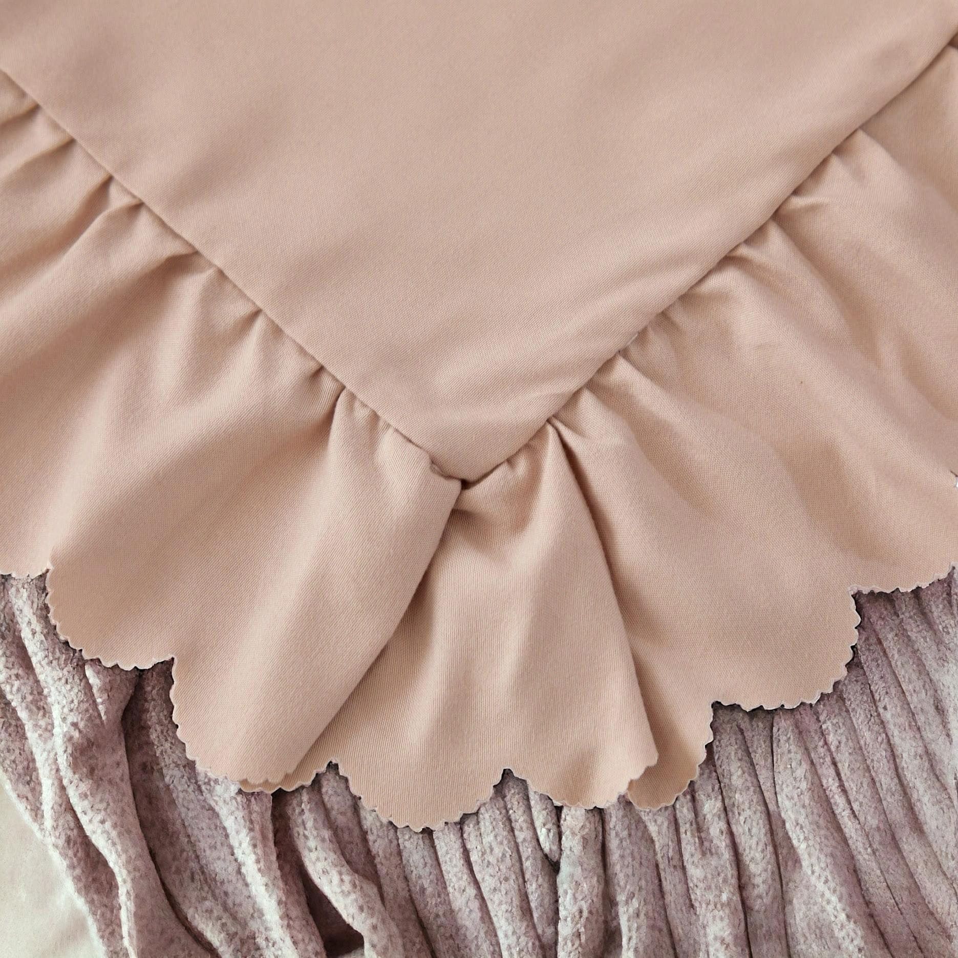 3-częściowy komplet pościeli z falbanami, kolor beżowy, 200x220 cm