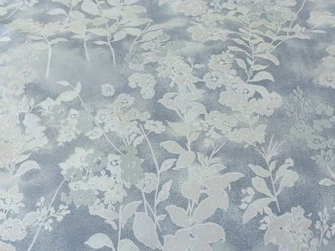 3-częściowy komplet pościeli z falbanami, szaro-niebieski w kwiaty, 200x220 cm