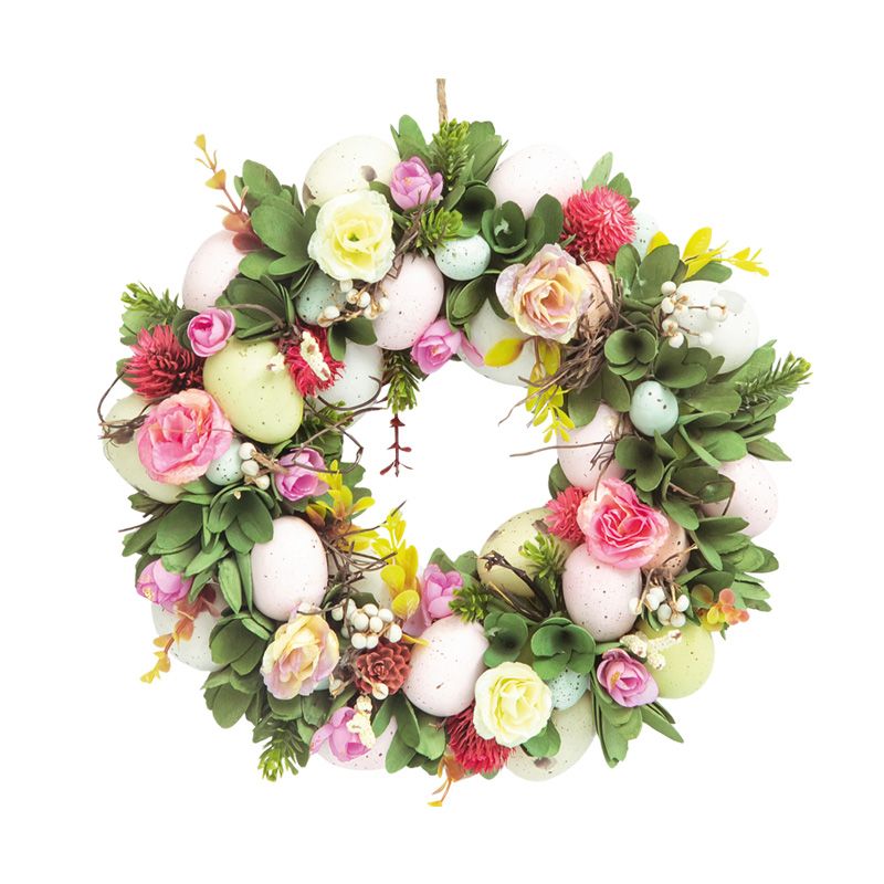 Wianek z kwiatami i jajkami
