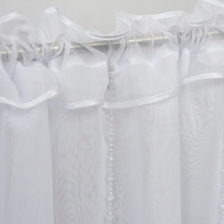 Firana krótka dekoracyjna, zawieszki czarne filcowe, 400x110 cm