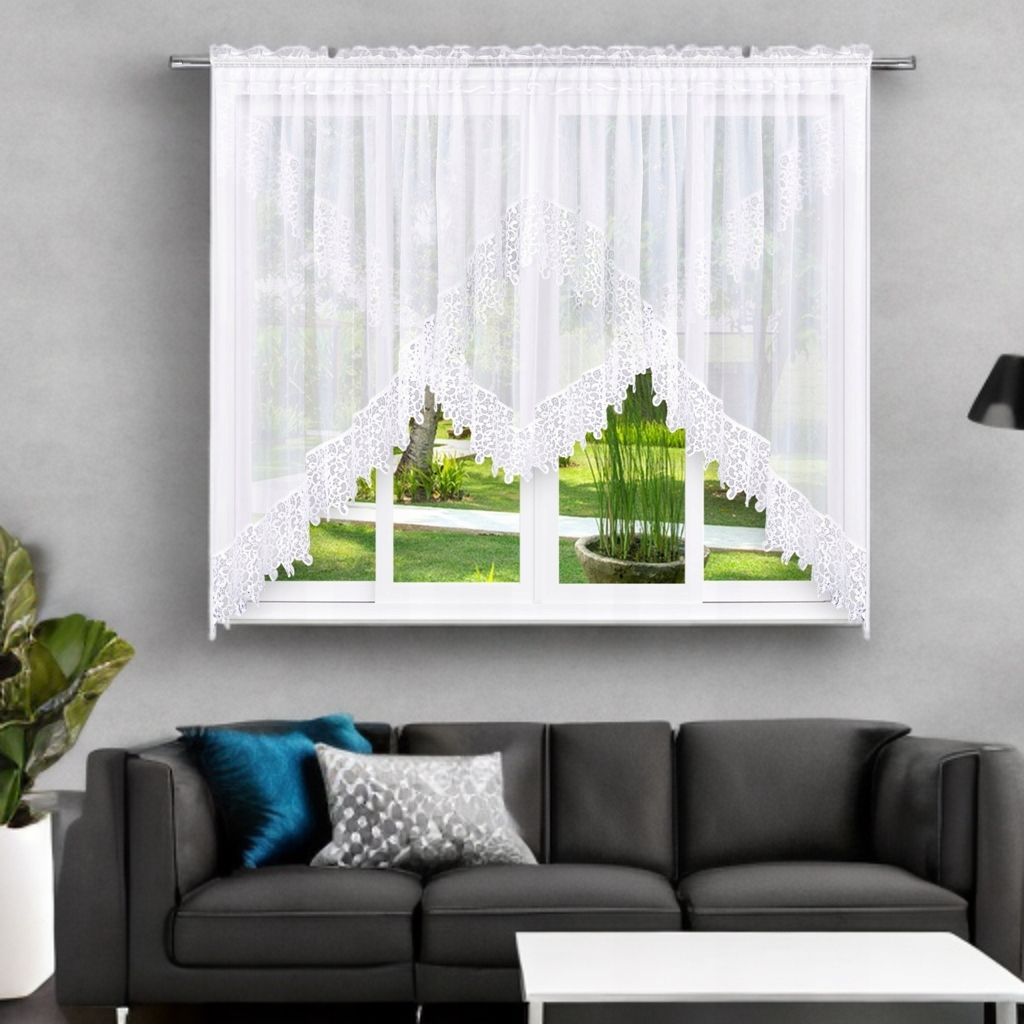 Biała firana z gipiurą 400x160 cm