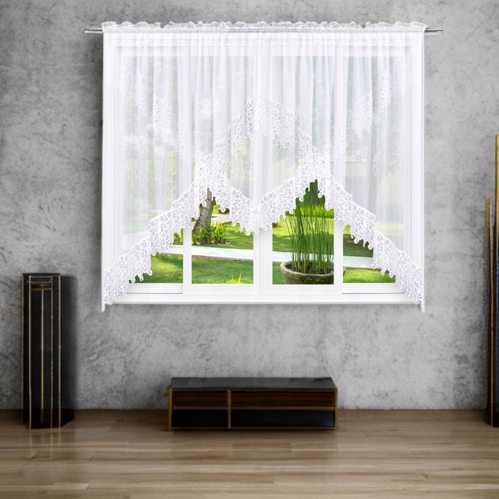 Biała firana z gipiurą 400x160 cm