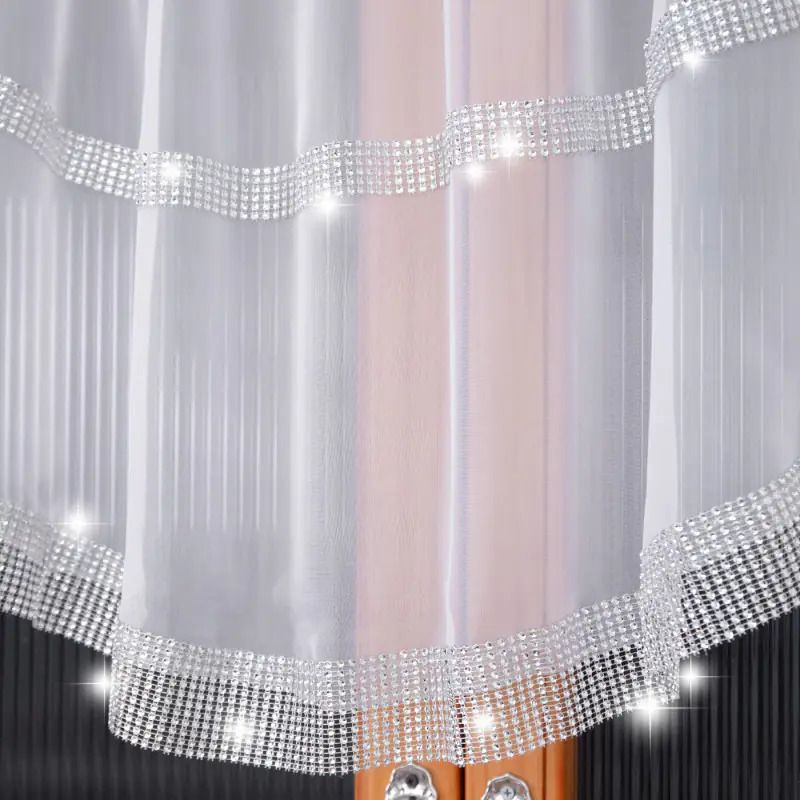 Firana z cyrkoniami - półkole 380x85 cm