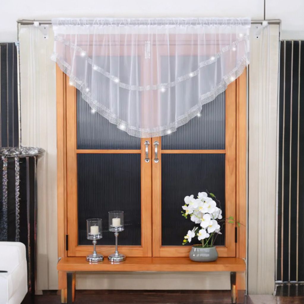 Firana z cyrkoniami - półkole 380x85 cm