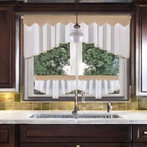 Komplet: firana kuchenna woal 200x80 cm + zazdrostki 90x50 cm