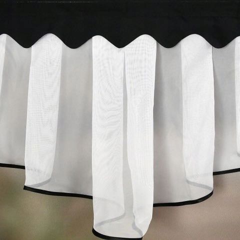 Komplet: firana kuchenna woal 200x80 cm + zazdrostki 90x50 cm, czarna lamówka