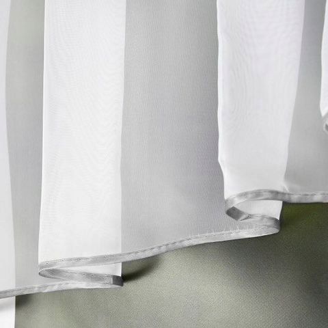 Komplet: firana kuchenna woal 200x80 cm + zazdrostki 90x50 cm, szara lamówka