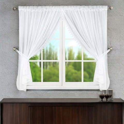 Firana z woalu z gipiurą 400x150 cm