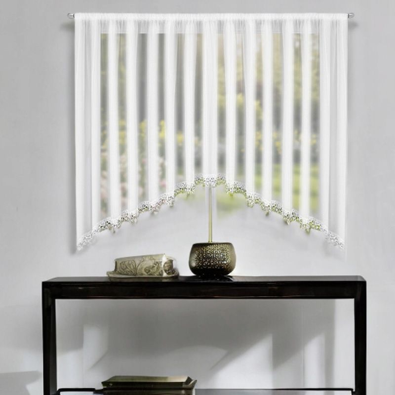 Biała firana woalowa w łuk z gipiurą 400x150 cm