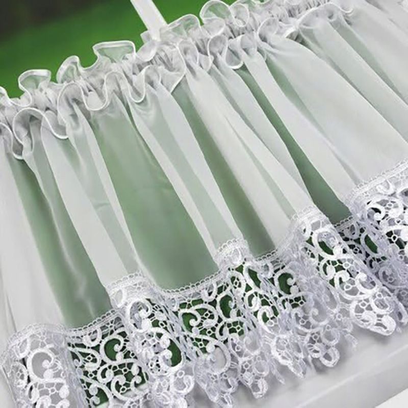 Zestaw: firana z gipiurą 400x100 cm i zazdrostkami 180x50 cm