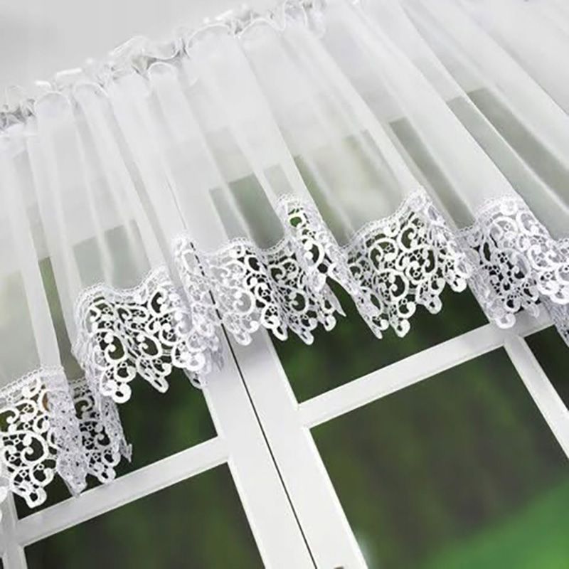 Zestaw: firana z gipiurą 400x100 cm i zazdrostkami 180x50 cm