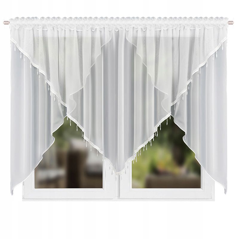 Dwuwarstwowa firana woalowa z koralikami 400x155 cm