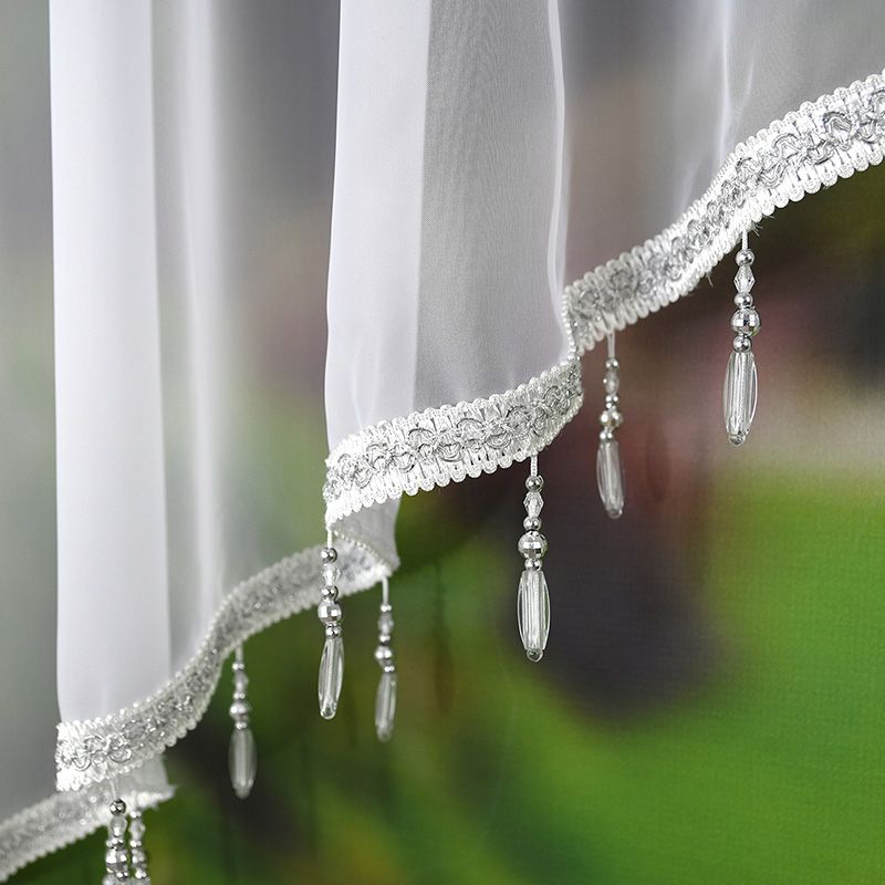 Dwuwarstwowa firana woalowa z koralikami 400x155 cm