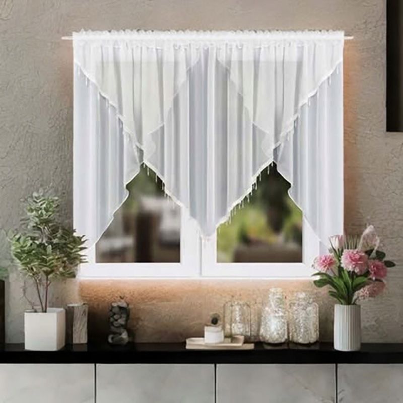 Dwuwarstwowa firana woalowa z koralikami 400x155 cm