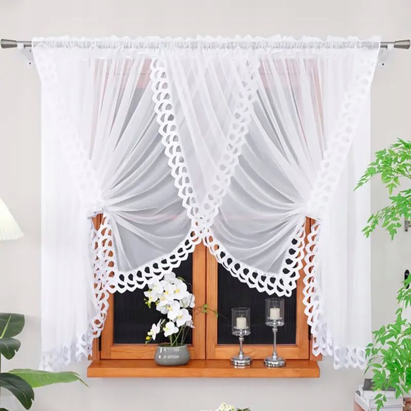 Firana woalowa z kwiatową gipiurą 400x160 cm