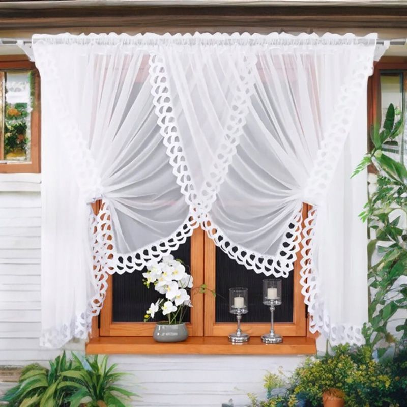 Firana woalowa z kwiatową gipiurą 400x160 cm