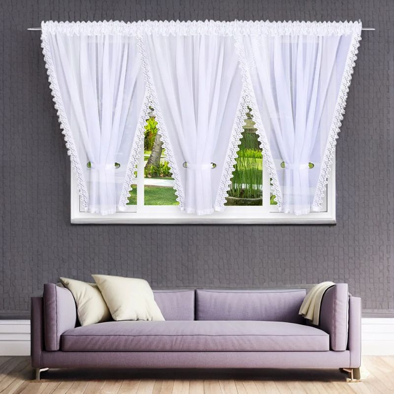 Romantyczna firana z gipiurą 600x180 cm