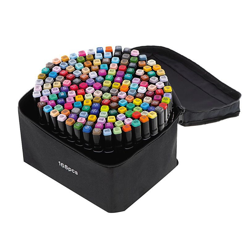 Markery dwustronne w etui – 168 kolorów