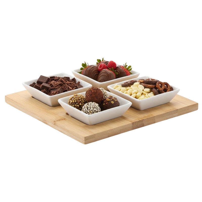 Komplet do serwowania przystawek 4 miseczki + deska