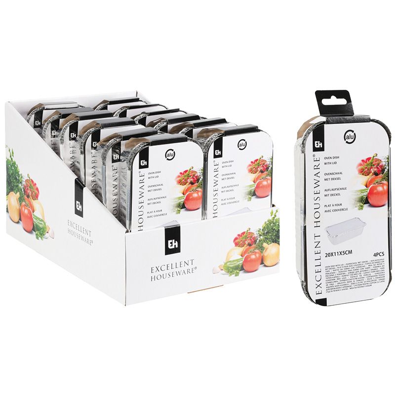 Zestaw 4 pojemników aluminiowych z pokrywami