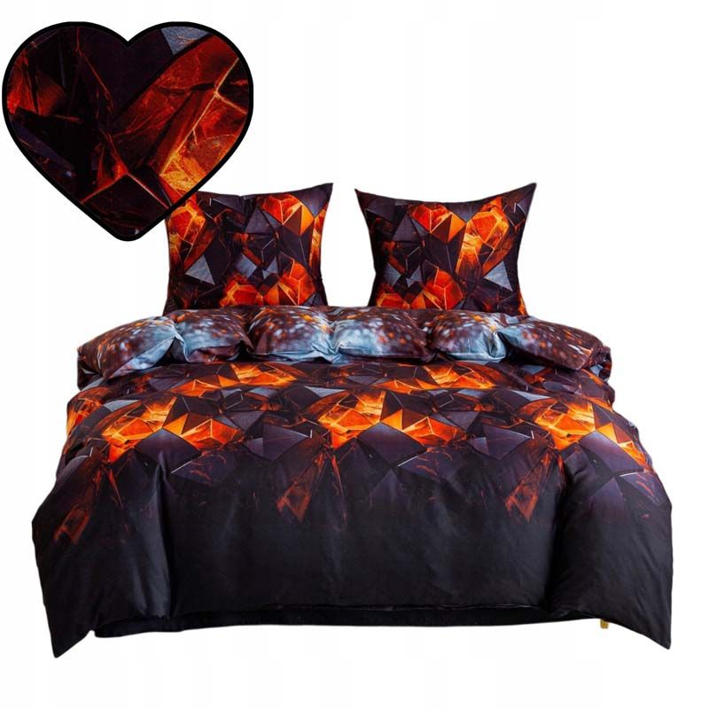 3-częściowy komplet pościeli z satynowej bawełny Ogniste kryształy 200x160 cm