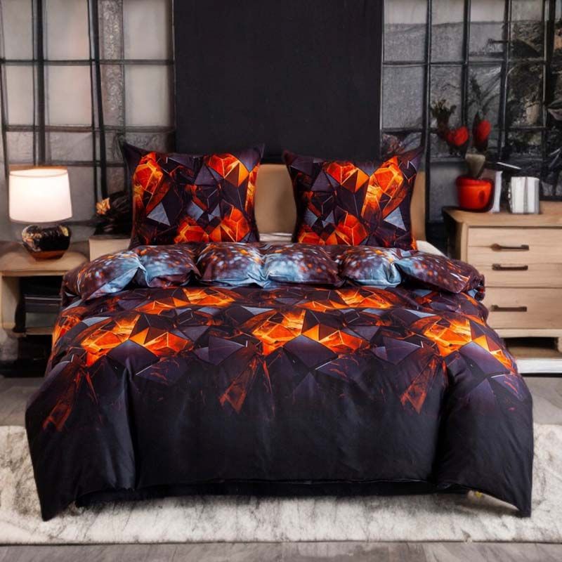 3-częściowy komplet pościeli z satynowej bawełny Ogniste kryształy 200x160 cm