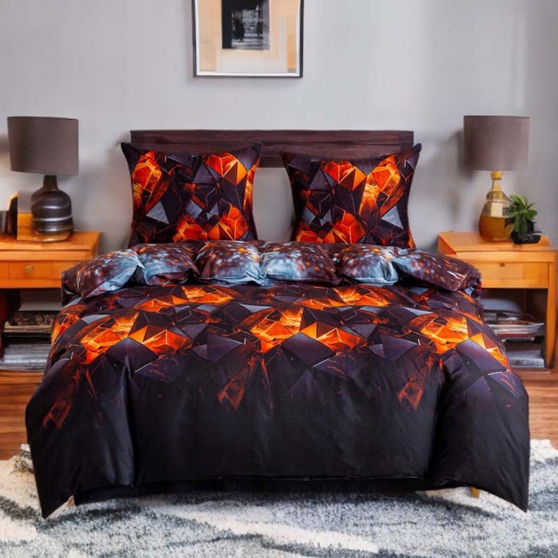 3-częściowy komplet pościeli z satynowej bawełny Ogniste kryształy 200x160 cm