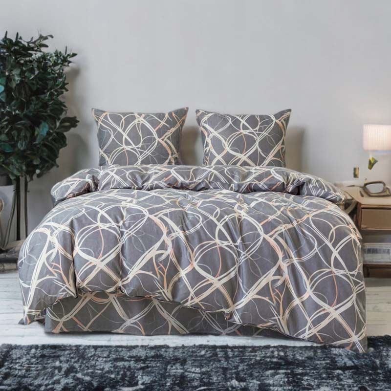 3-częściowy komplet pościeli z satynowej bawełny Zawijasy 200x160 cm