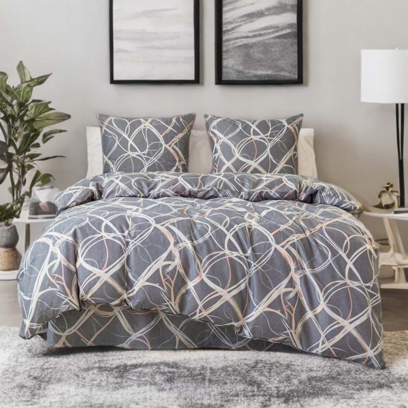 3-częściowy komplet pościeli z satynowej bawełny Zawijasy 200x160 cm