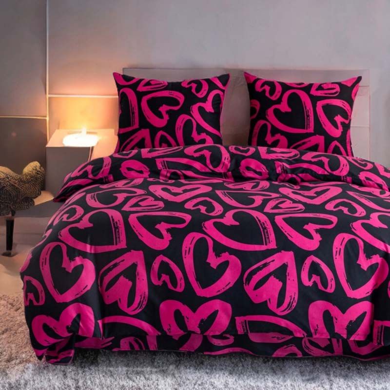 3-częściowy komplet pościeli z satynowej bawełny Serca 200x160 cm