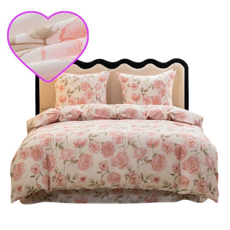3-częściowy komplet pościeli z satynowej bawełny Róże 200x160 cm