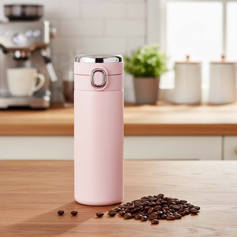 Różowy kubek termiczny z wyświetlaczem LED 420ml