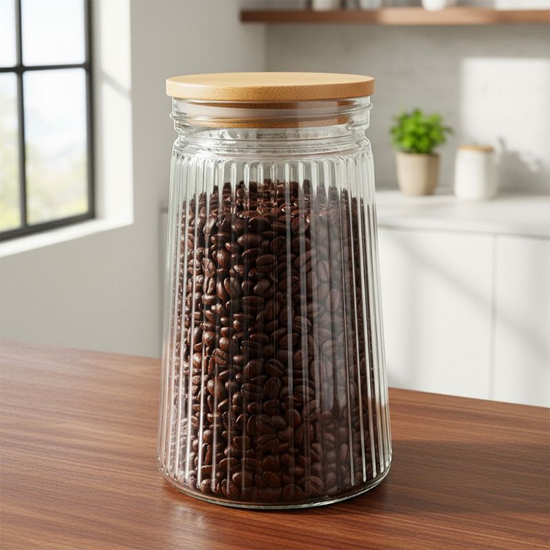 Szklany pojemnik na produkty sypkie z pokrywką 1 l