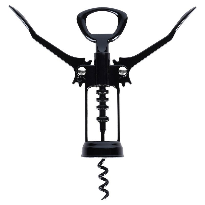 Korkociąg do wina metalowy czarny 16 cm