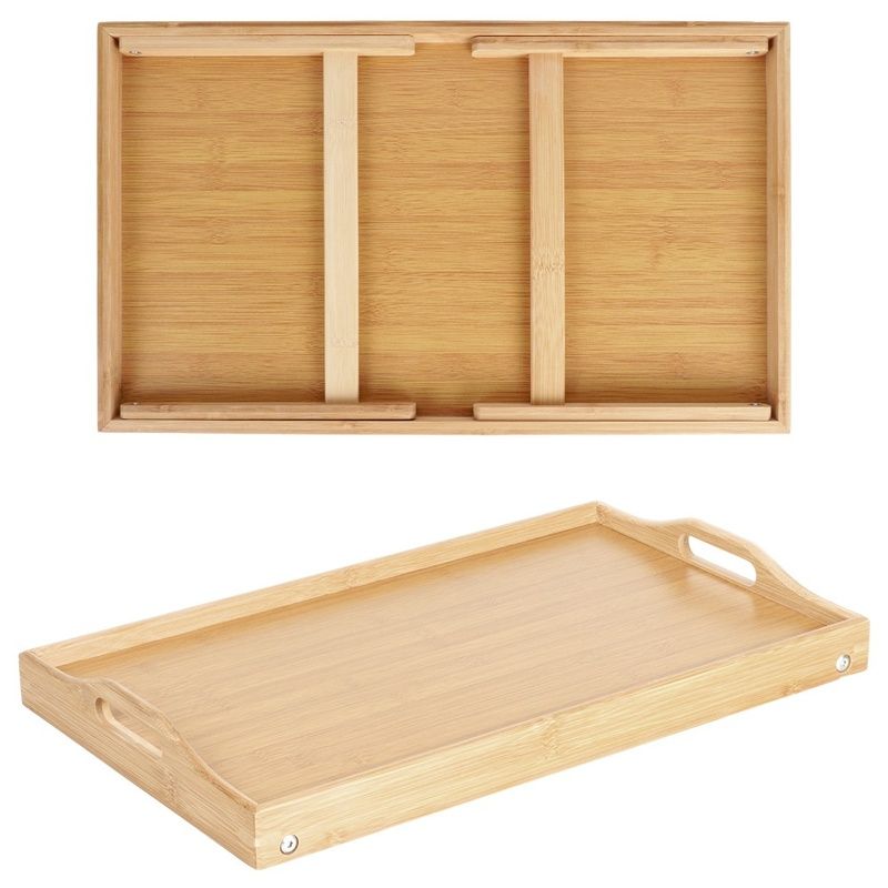 Stolik śniadaniowy bambusowy składany 2w1 50x30x24,5 cm