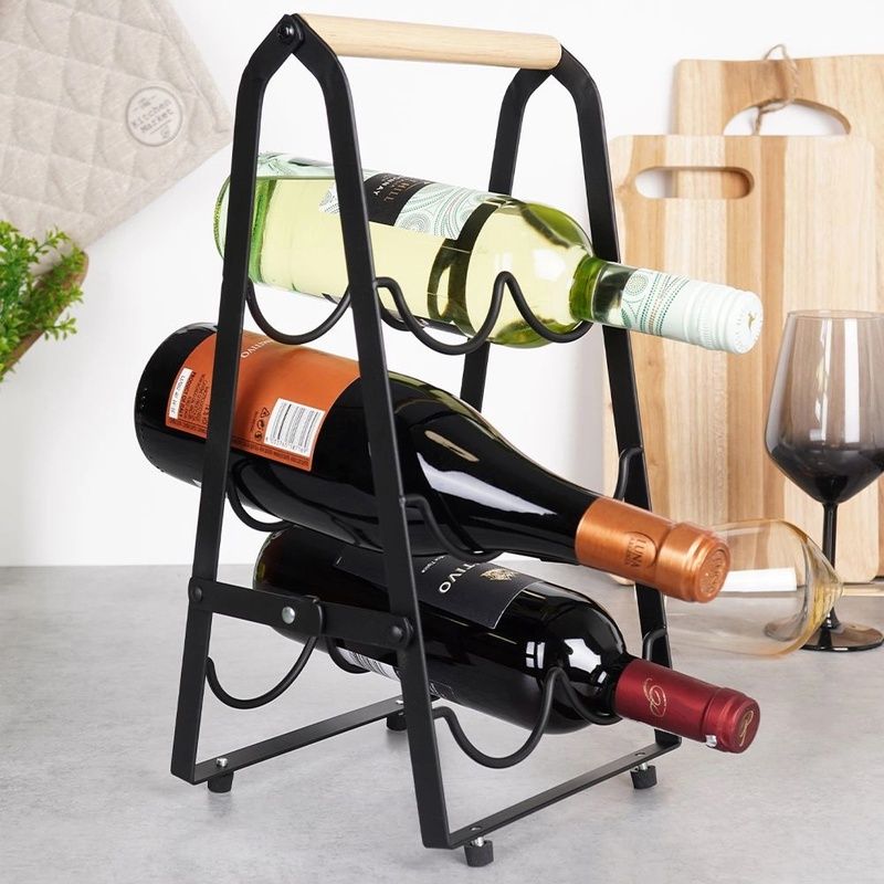 Metalowy stojak na wino - czarny