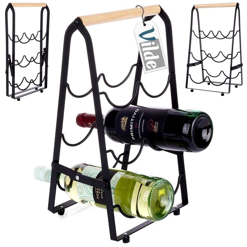 Metalowy stojak na wino - czarny