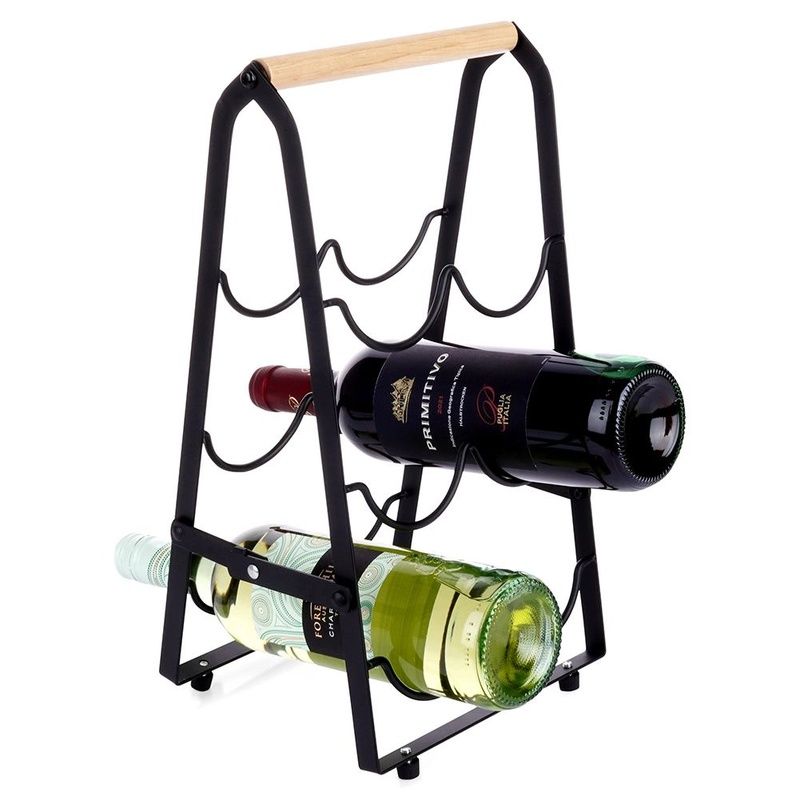 Metalowy stojak na wino - czarny