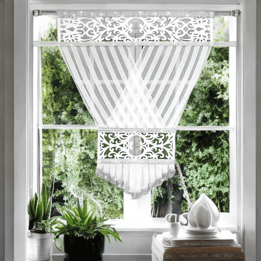 Panel okienny dekoracyjny z cyrkoniami woal 120x160cm