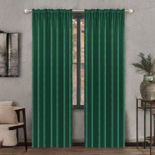 Zasłona glamour z weluru butelkowa zieleń 140x250cm na taśmie - 1szt.